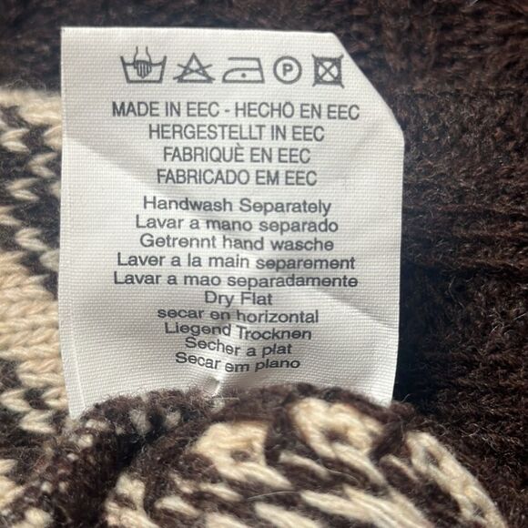 Pepe Jeans London Unisex Brown Wool Blend Collared Cable Knit Sweater M-L - Picture 12 of 14